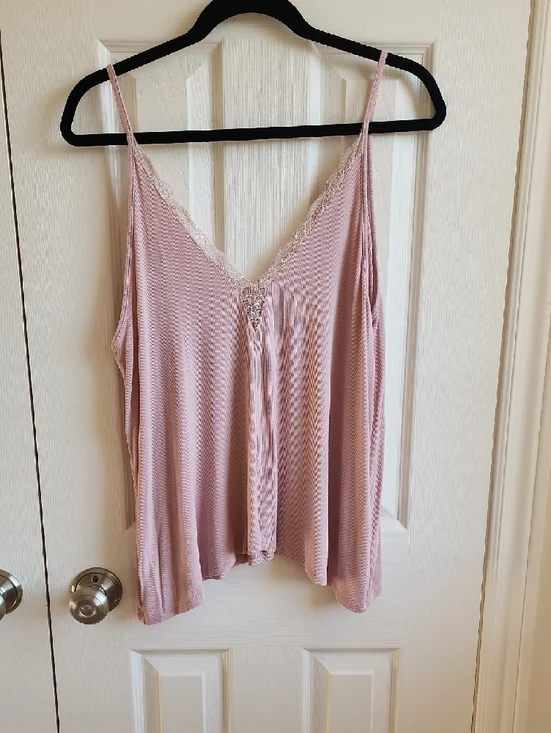 American Eagle Outfitters Blush Pink Lace Trim Tank Top XL - Picture 4 of 5